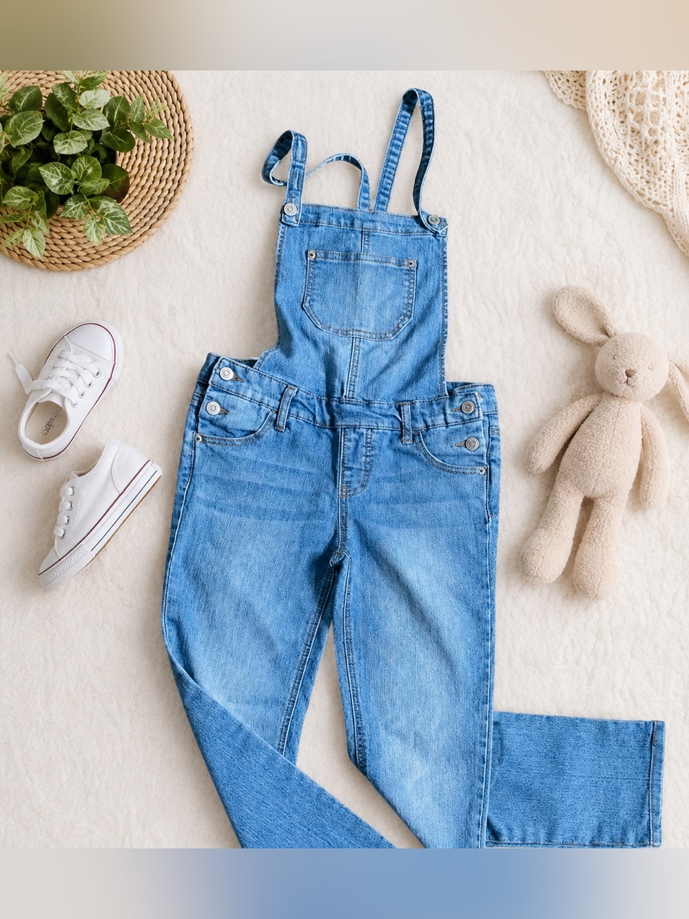 Cat & Jack Girls Blue Denim Overalls  Size XL